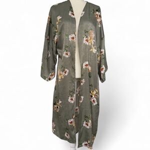 Tres Bien Floral Kimono Robe - Olive